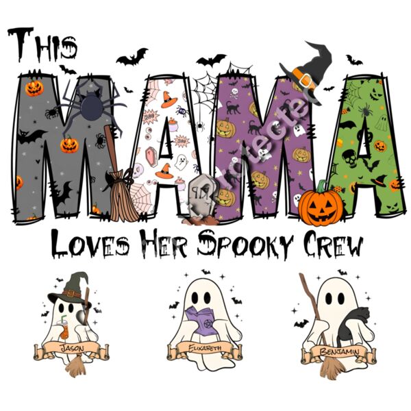 Custom Halloween Mama and Spooky Crew - 3 Children Thumbnail