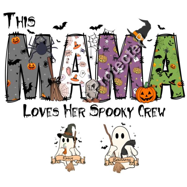 Custom Halloween Mama and Spooky Crew - 2 Children Thumbnail