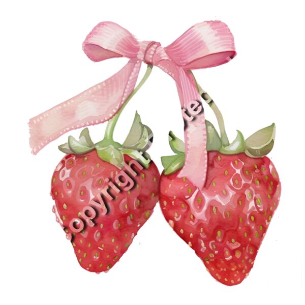 Watercolor Strawberries Bows Thumbnail