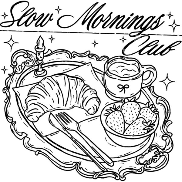 Slow Mornings Club Breakfast Tray Graphic Tee or DTF Transfer Thumbnail