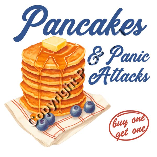 Pancakes & Panic Attacks Watercolor Brunch Graphic Thumbnail